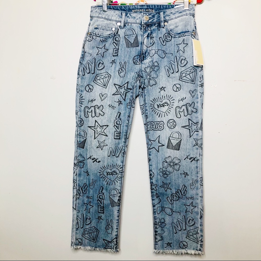 MICHAEL KORS High Rise Cropped Graphic Jeans - Picture 2 of 6